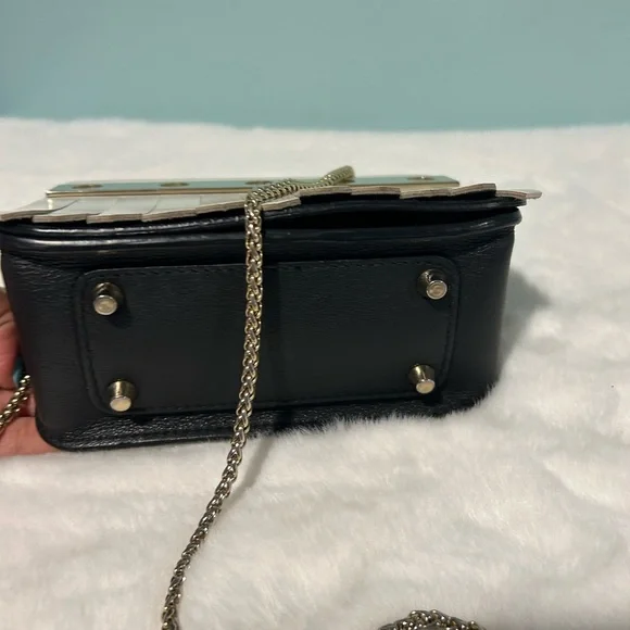 Authentic FURLA Metropolis Black & White Mini Julia Bag. Pre-owned Made in Italy